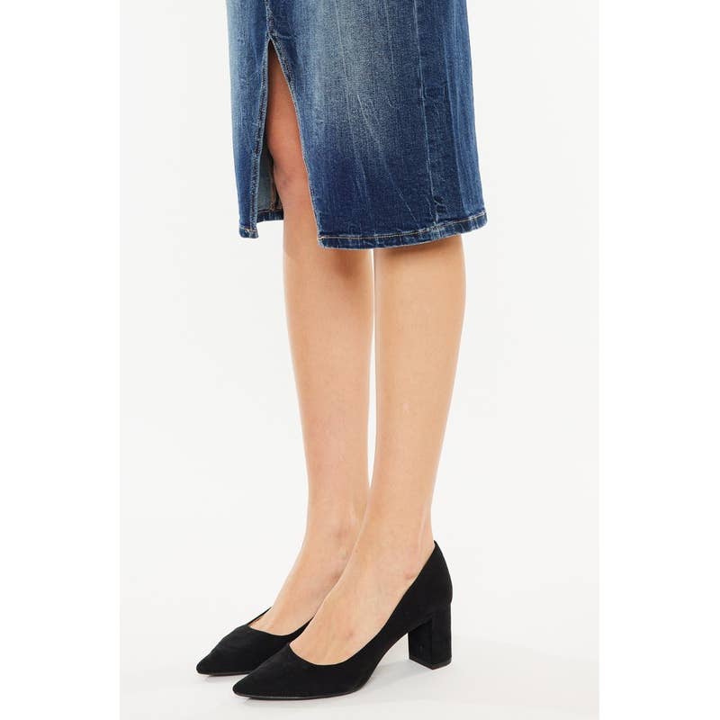 SPLIT DENIM SKIRT