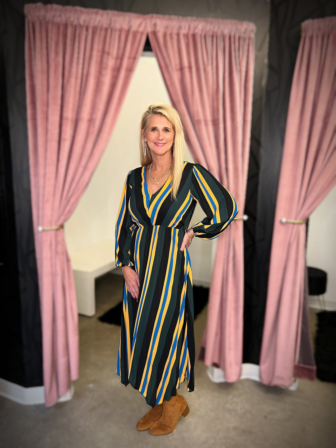Final Sale|Striped Satin Dress