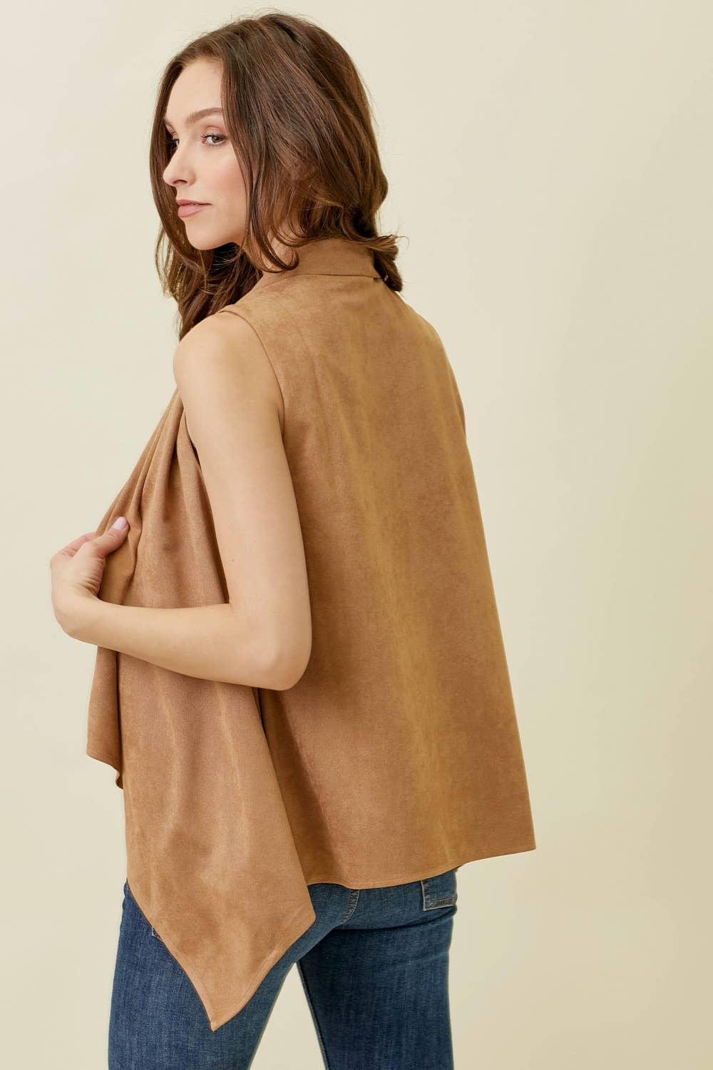 Suede Shawl Vest