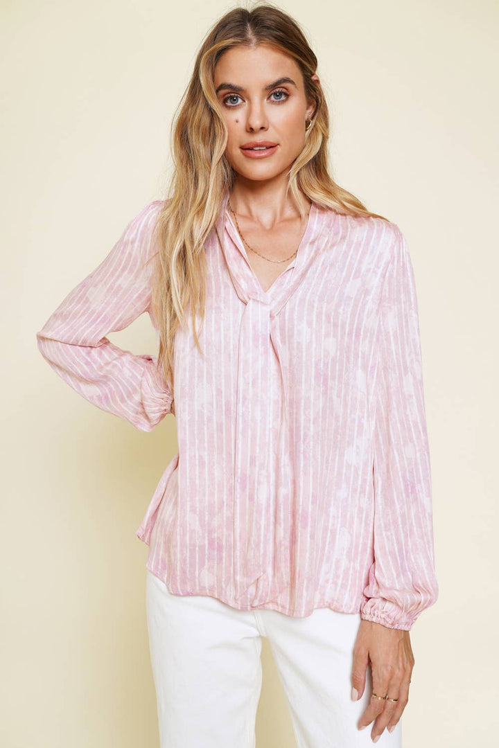 FINAL SALE|Tied Striped Blouse