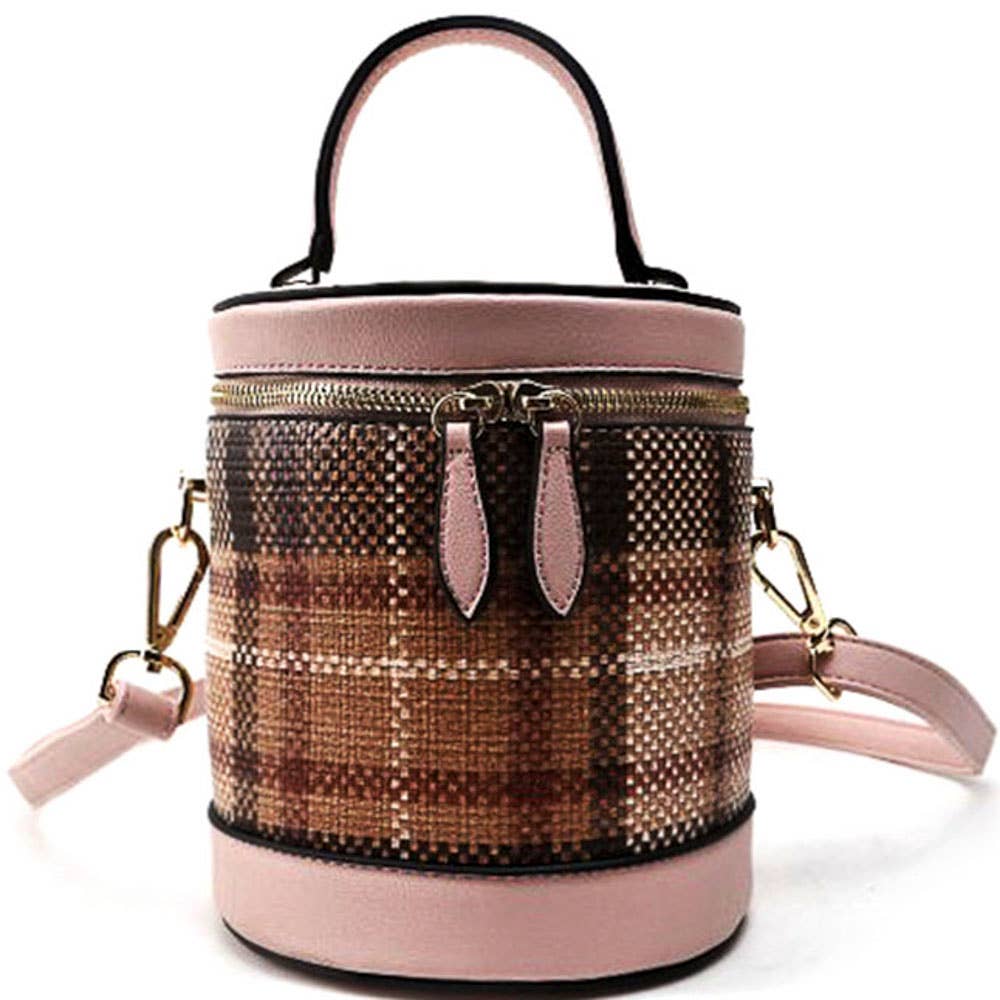 PLAID PATTERN TOP ROUND ZIPPER CROSS BODY