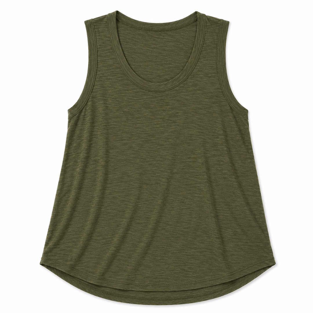 Green tank top on a white background