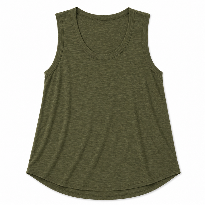 Green tank top on a white background