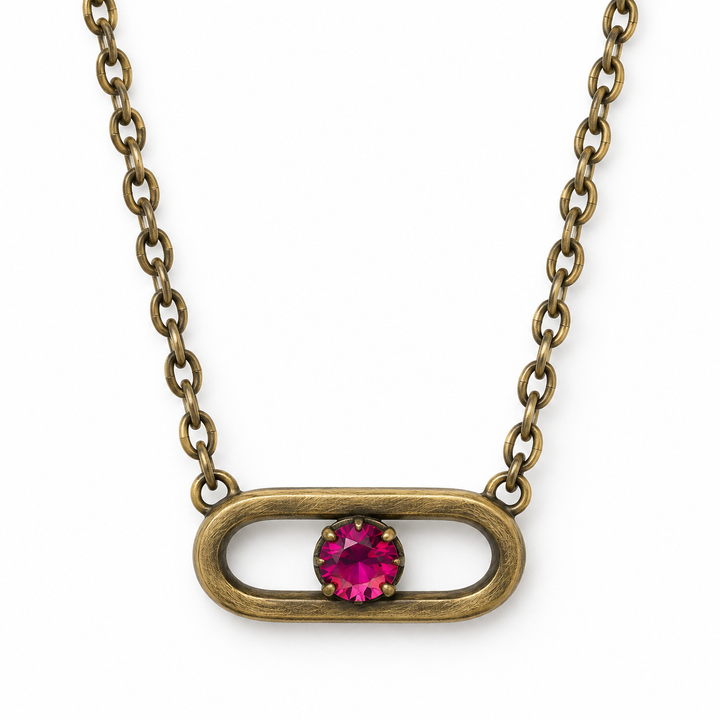 Oval Magenta Set | Brass Necklace