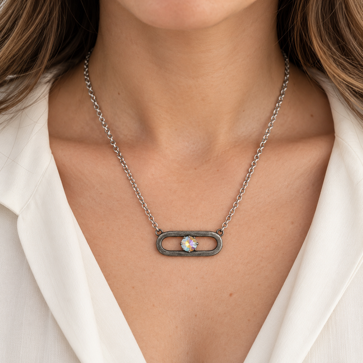Oval AB Set | Silver Necklace