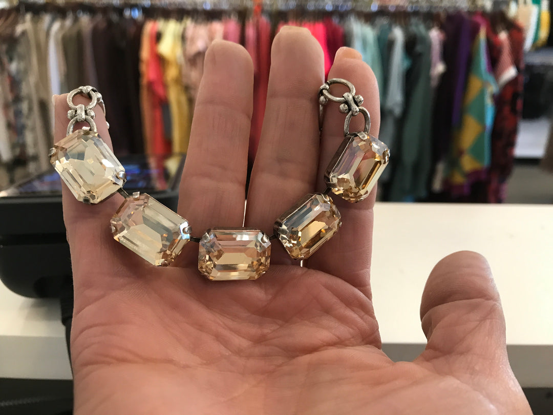 Champaign Crystal | Silver Necklace