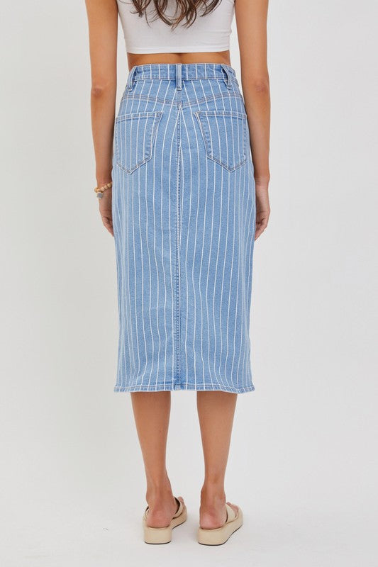 FINAL SALE|STRIPED DENIM SKIRT