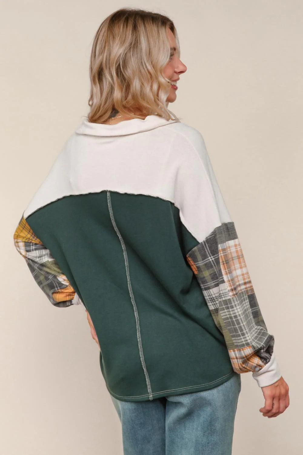 Reverse Stitch Collared Pullover