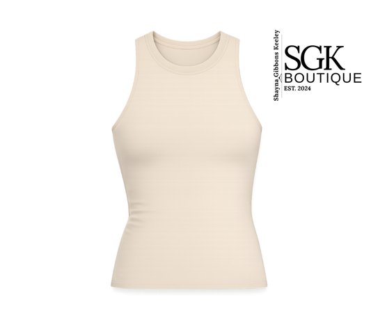 Beige Round Neck|Smooth Tank