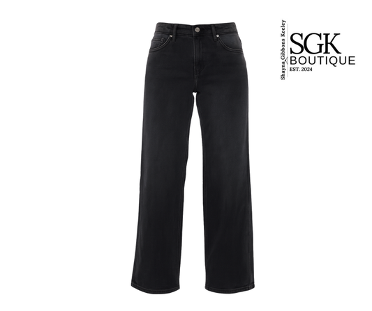Black jeans on a white background with SGK Boutique logo.