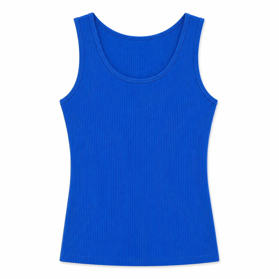 Blue tank top on a white background