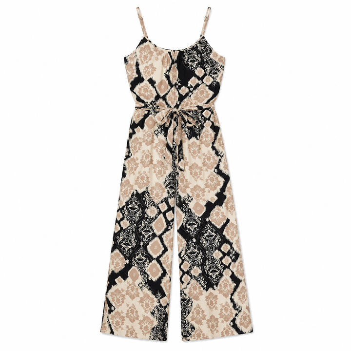 Patterned jumpsuit on a white background