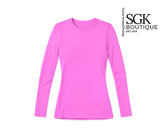 Bright Mauve long-sleeve shirt on a white background with SGK Boutique logo.
