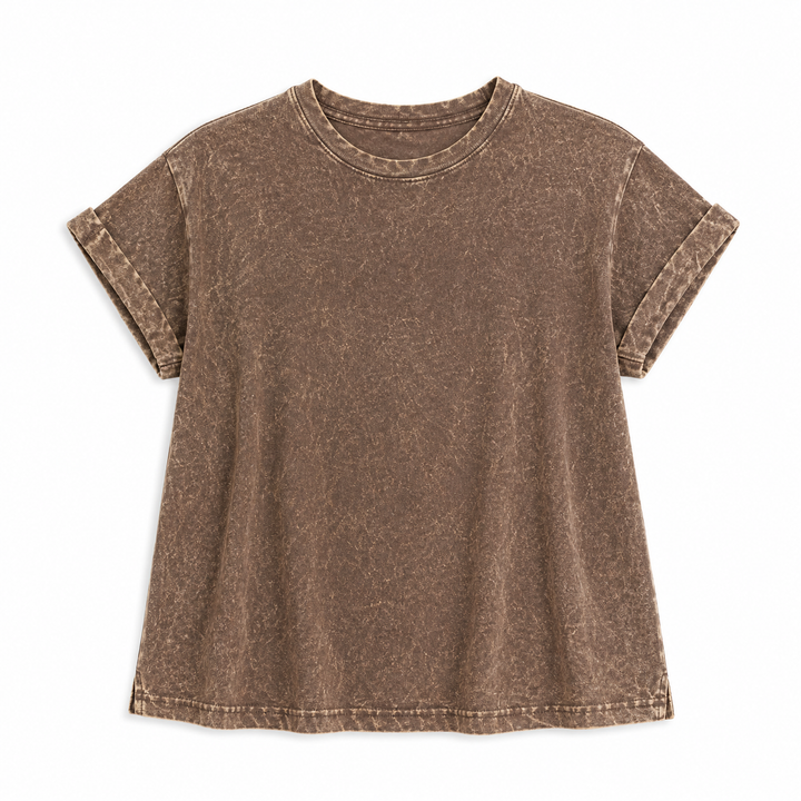 Brown t-shirt with short sleeves on a white background