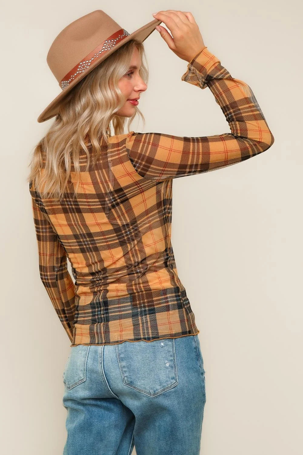 Final Sale|Plaid Butterscotch Top