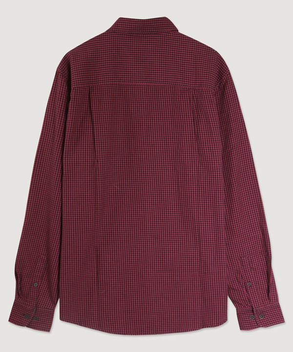 Red checkered shirt on a light gray background