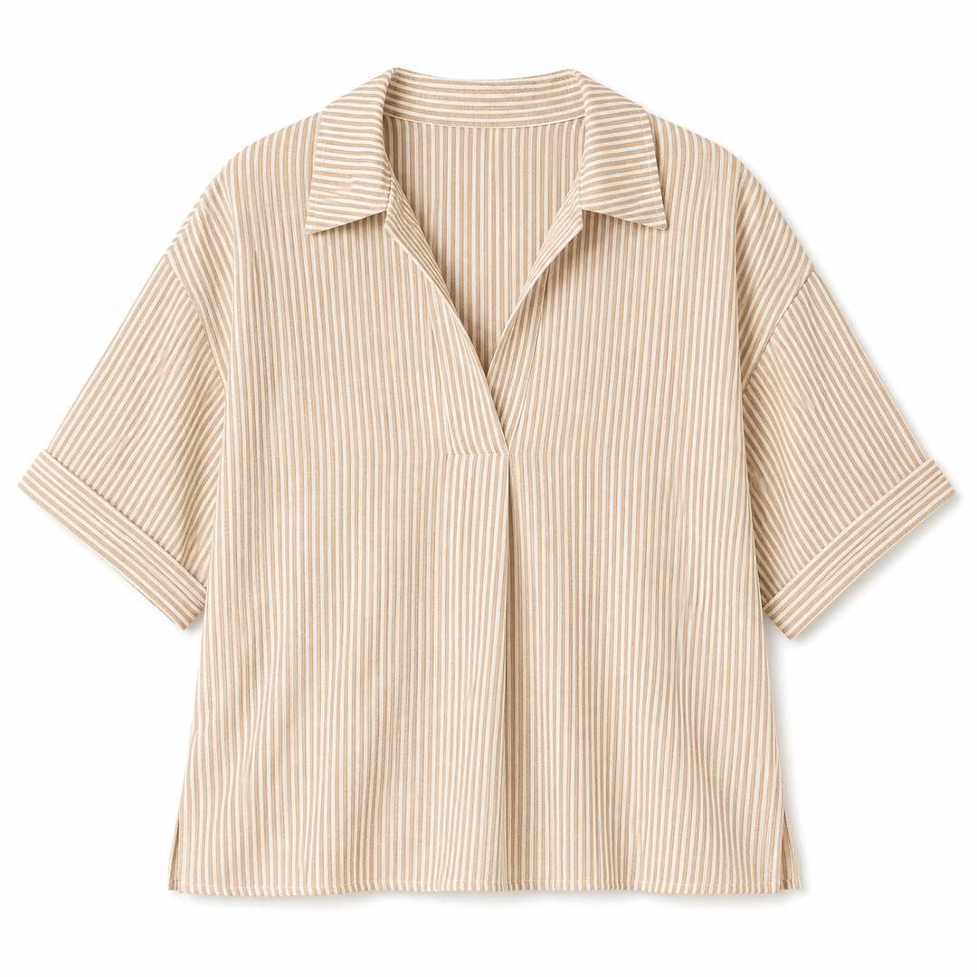 Beige striped shirt on a white background