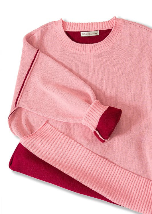 Final Sale|Contrast Sweater|Classic Knit