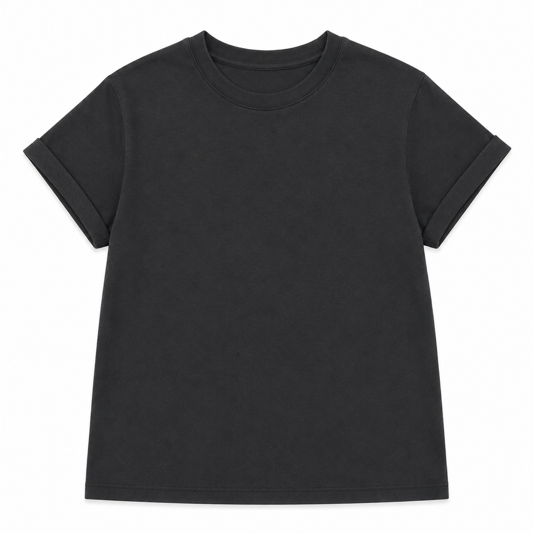 Black t-shirt on a white background