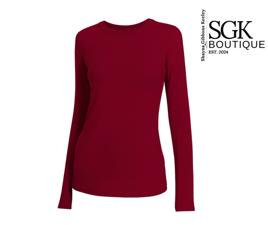 Cabernet long-sleeve top on a white background with SGK Boutique logo.