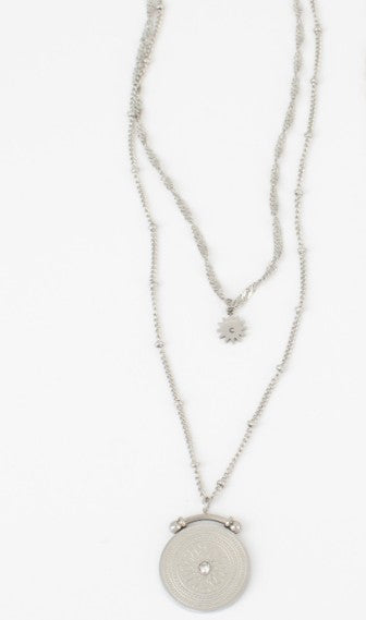 DOUBLE LAYER DISC NECKLACE