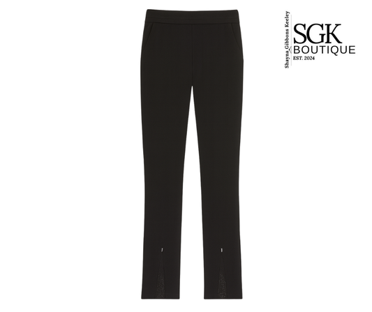 Black pants on a white background with SGK Boutique logo.