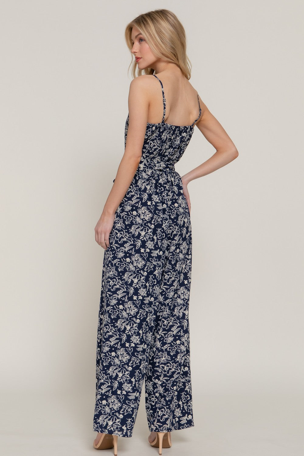 FLORAL TIE JUMPSUIT