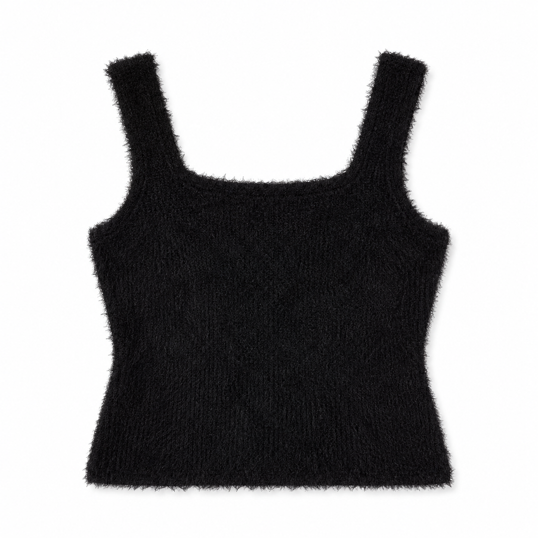 Black Fuzzy | Sweater Top