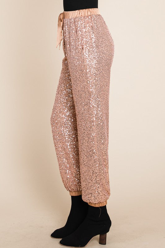 Sequin Drawstring Jogger