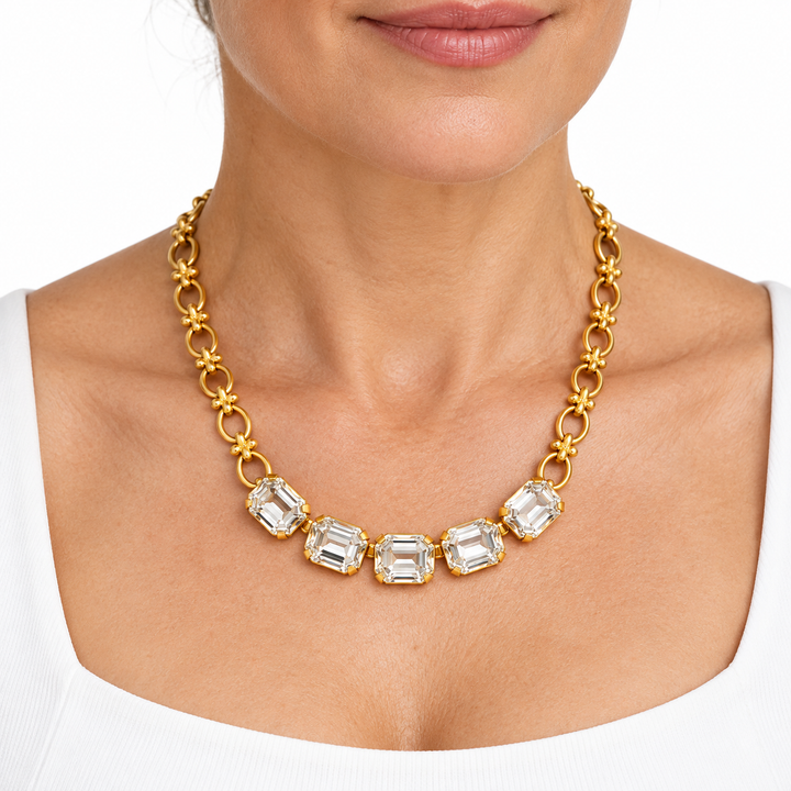 Clear Crystal | Gold Necklace