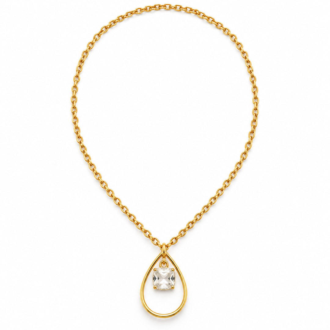 Square Crystal Teardrop | Necklace