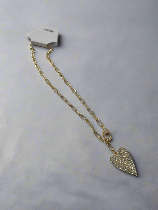 Sparkle Heart Gold Necklace