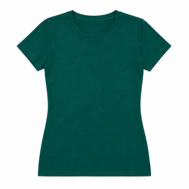 A dark green short-sleeve crewneck t-shirt shown flat against a plain white background.