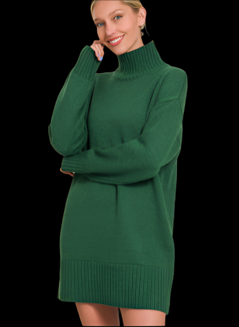 FINAL SALE: TURTLENECK MINI SWEATER DRESS