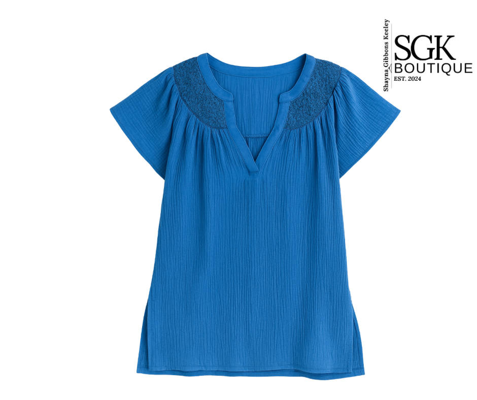 FINAL SALE|Embroidered Short Sleeve