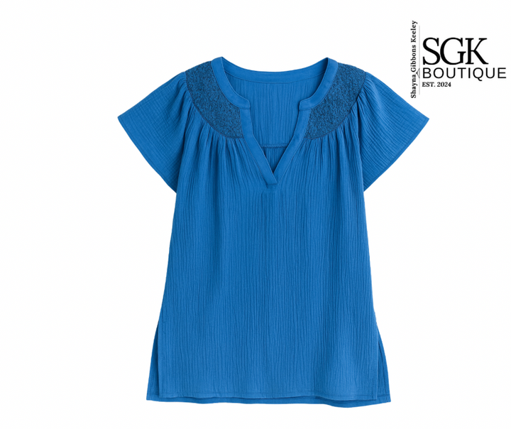 FINAL SALE|Embroidered Short Sleeve