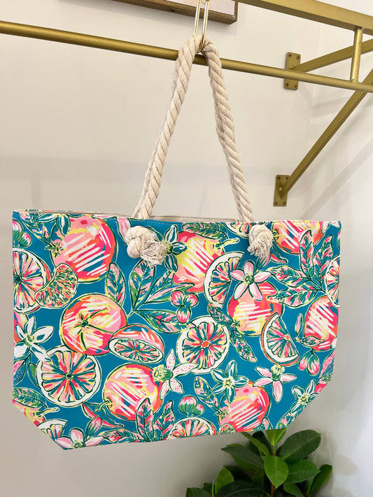 FINAL SALE: FRUIT & FLOWER TOTE