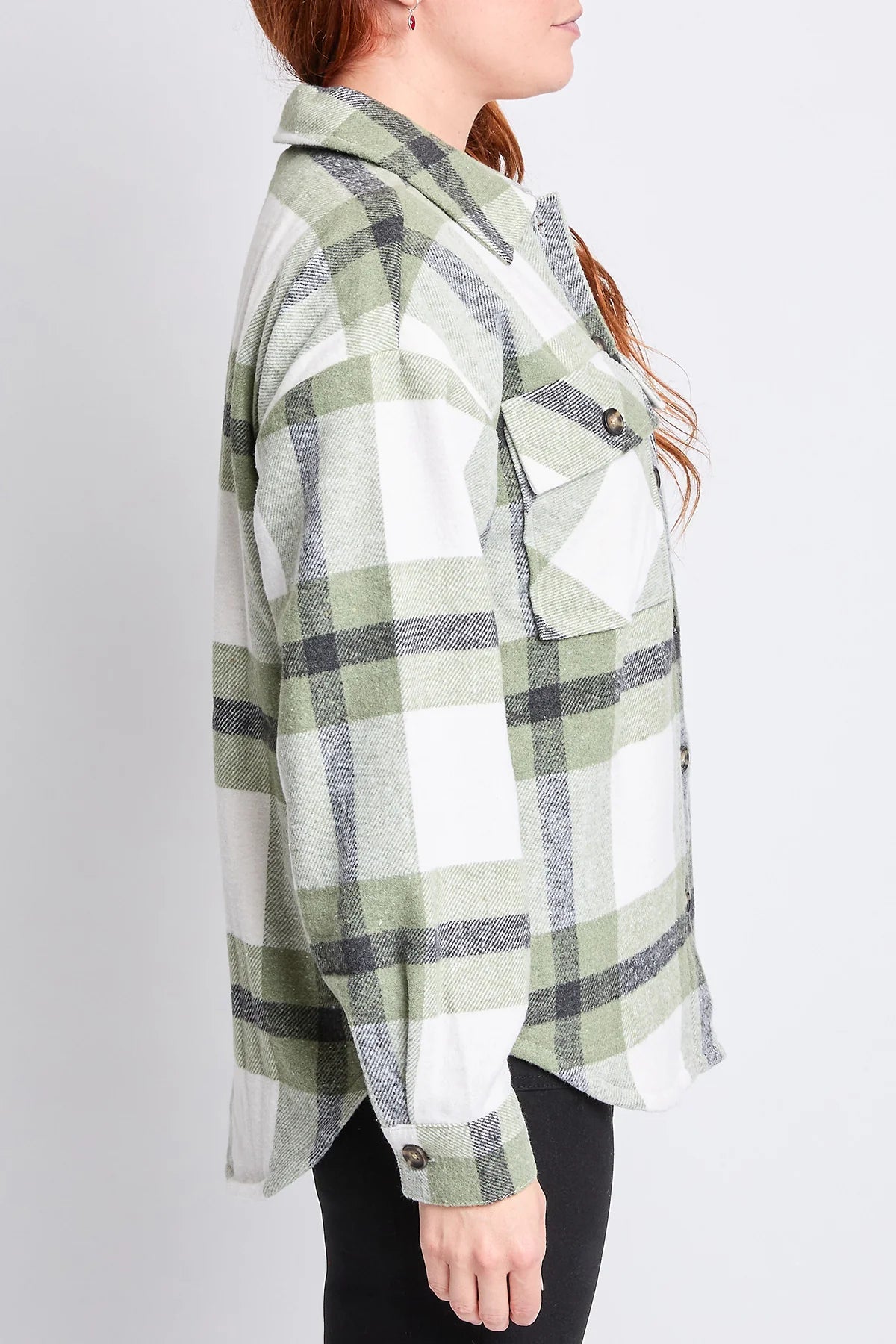 Plaid Flannel Shacket with Sherpa