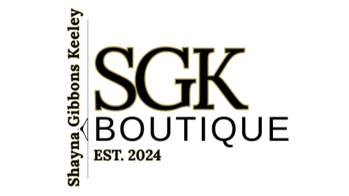 SGK Boutique logo with 'Shayna Gibbons Keeley' on a white background