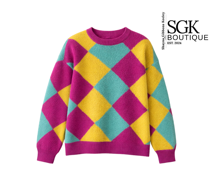 Final Sale | Mardi Gras Sweater|Festive Knit Top