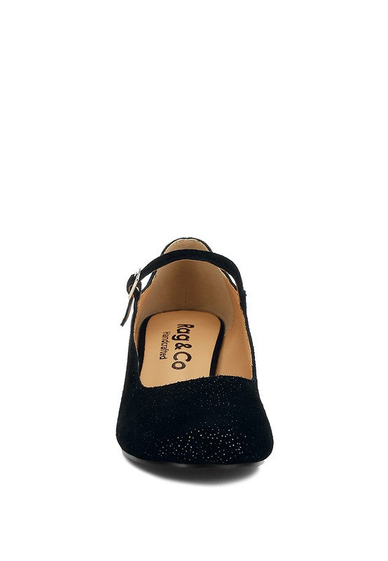 Black shoe with a white background