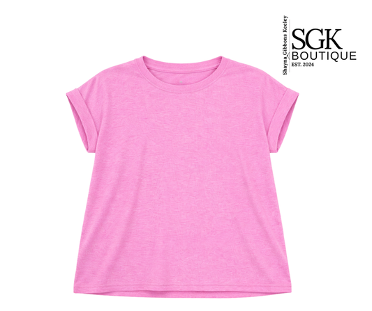 Mauve t-shirt on a white background with SGK Boutique logo.
