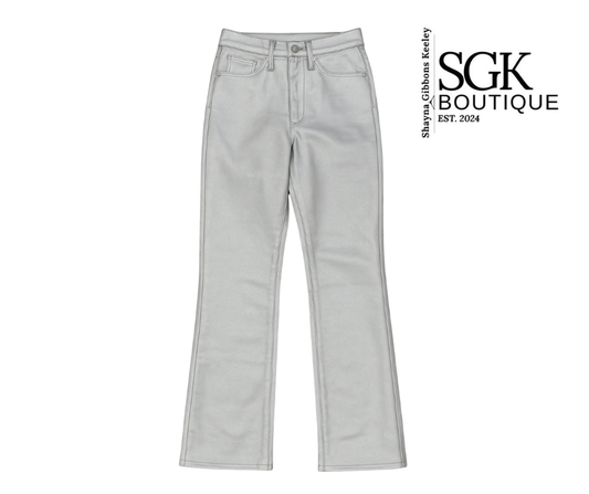Light gray jeans on a white background with SGK Boutique logo.