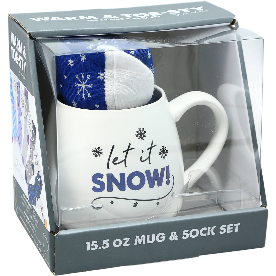 Mug and sock set in packaging with &