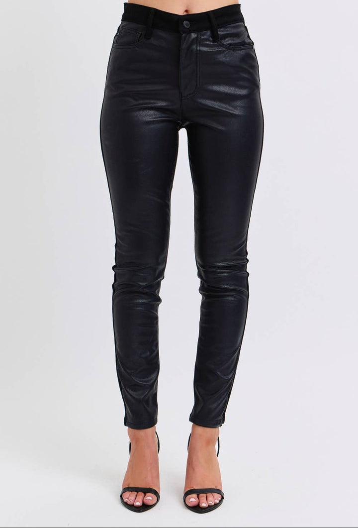 Black leather pants on a white background