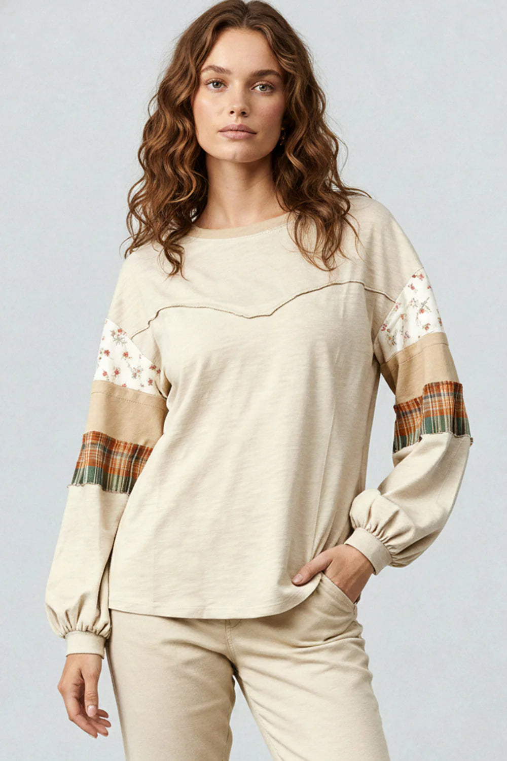 Check Color Block Top