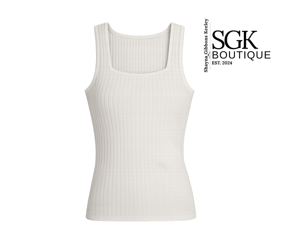 Ribbed Square Tank|Off White Essential