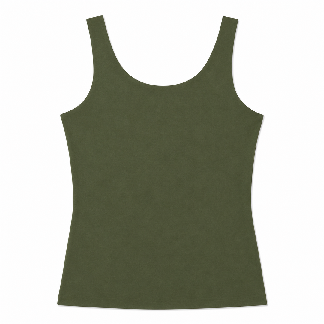 Green tank top on a white background