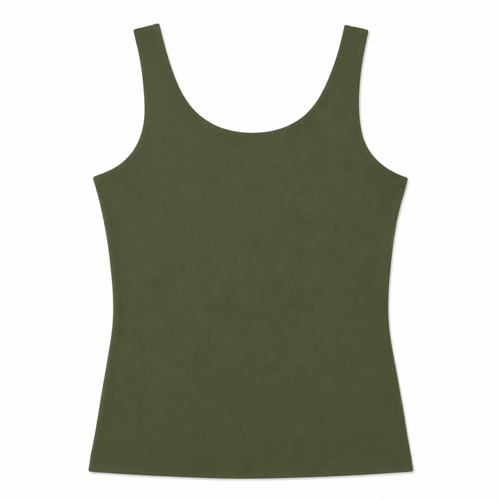 Green tank top on a white background