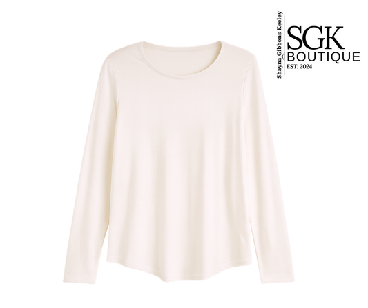 White tee on a white background with SGK Boutique logo.